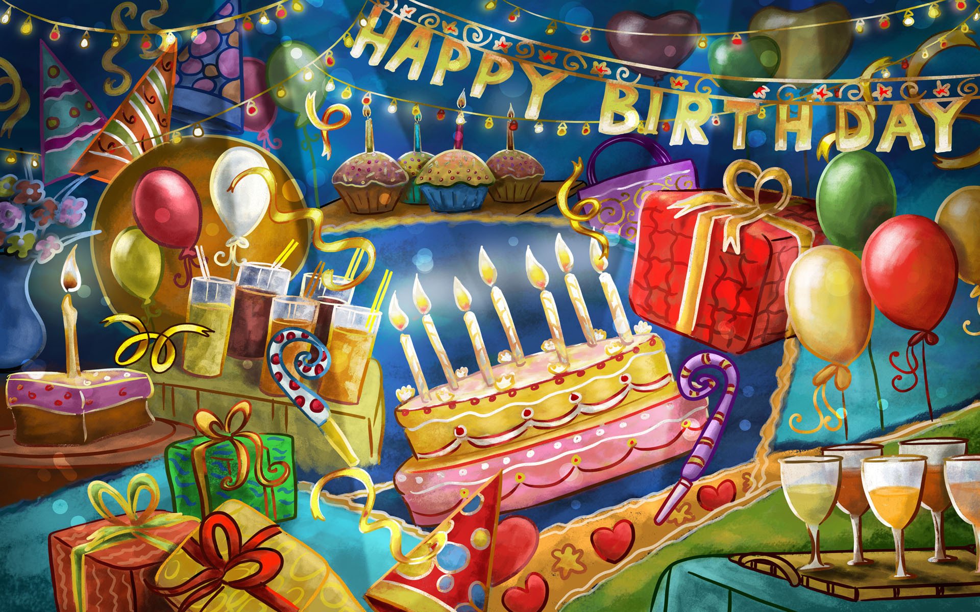 geburtstag glücklich glückwunsch urlaub geschenke bälle kuchen