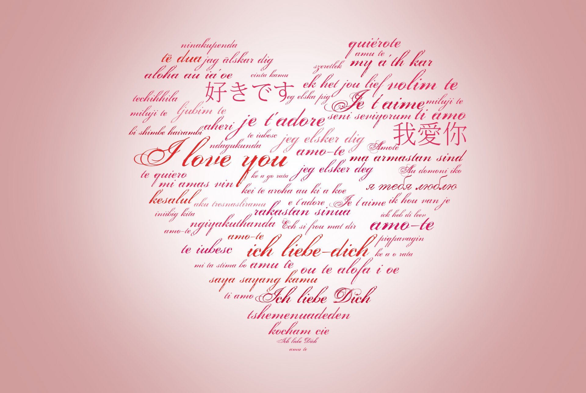 valentine s day holiday heart inscriptions I love you languages of the world many different