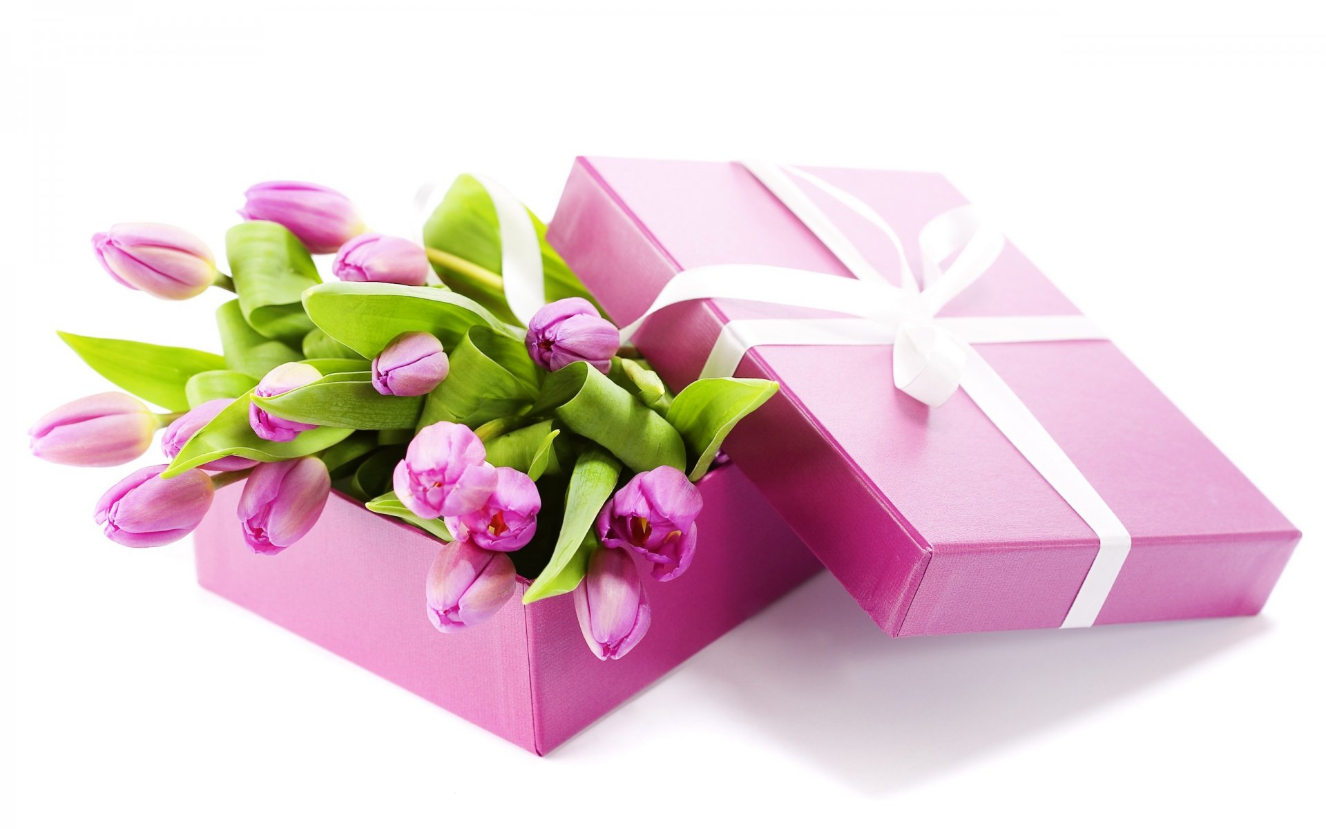 geschenk blumenstrauß tulpen box flieder