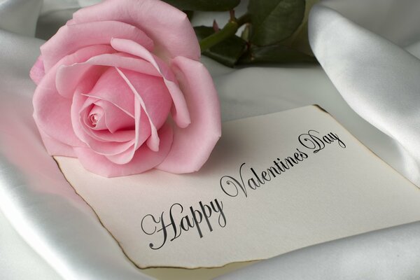 Valentine mit Rose und Schriftzug