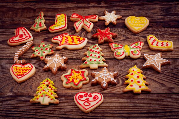 Colorful Christmas Gingerbread Cookies