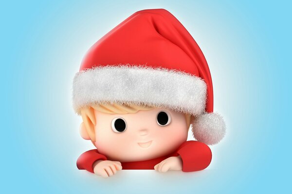 Boże Narodzenie i Nowy Rok: dziecko w czapce Świętego Mikołaja