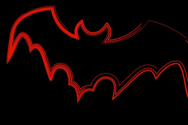 The drawing of a red bat