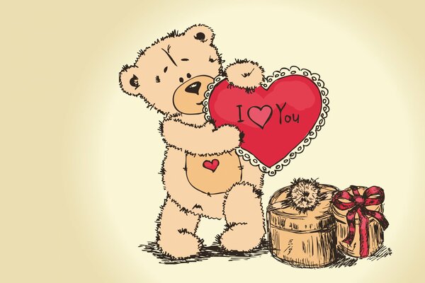 Teddy bear with Valentine I love you 