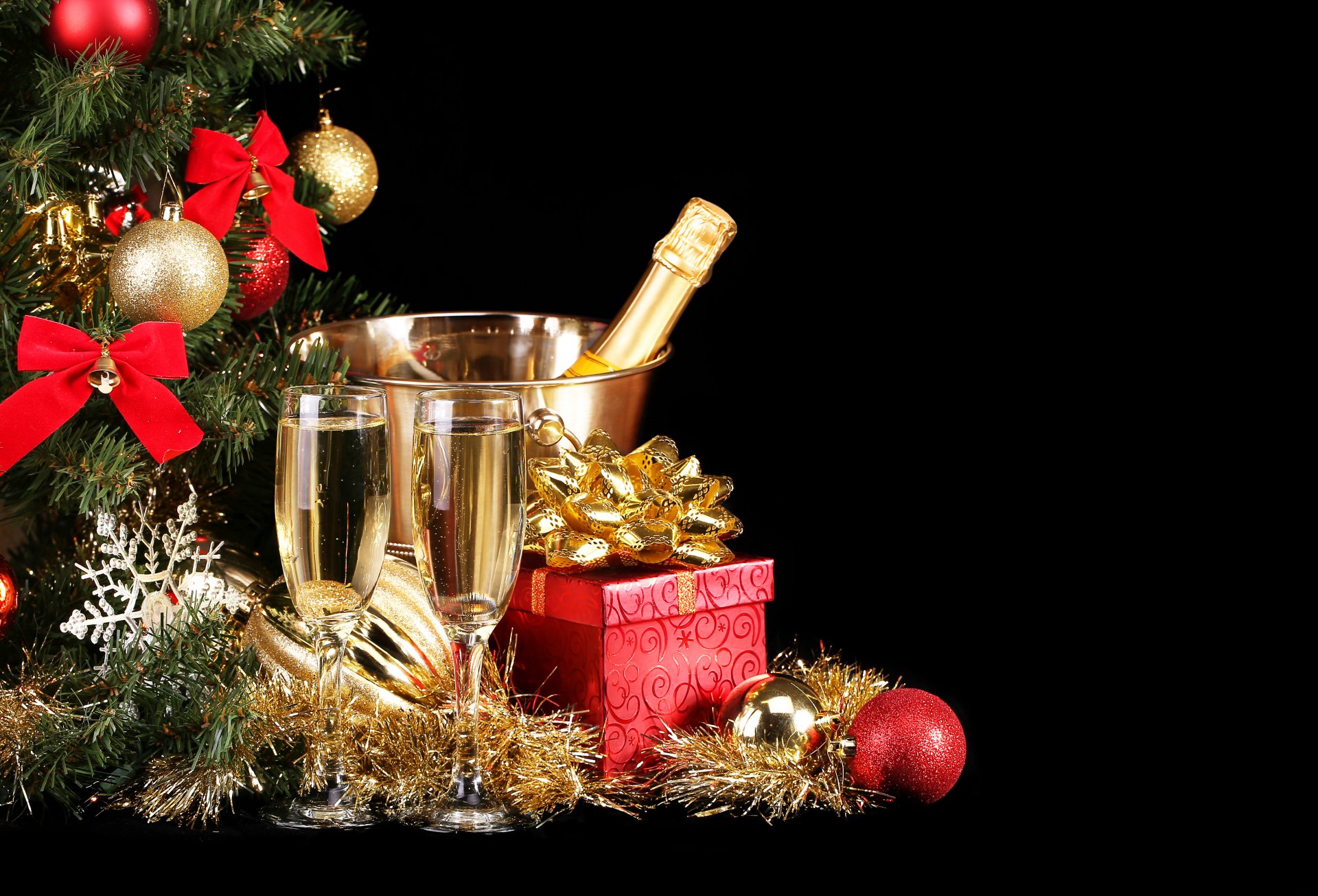 nuovo anno decorazioni champagne albero di natale regalo bicchieri