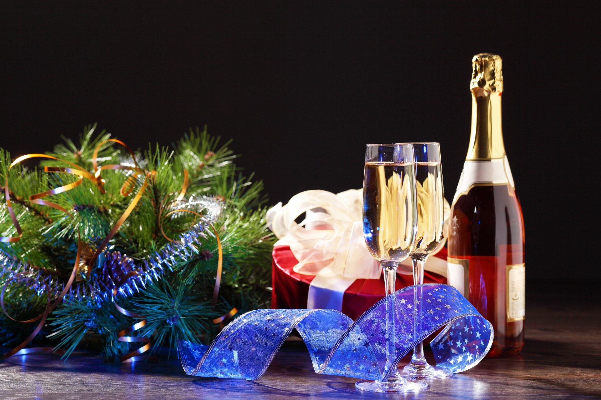 nuovo anno regalo bicchieri champagne 2015 tinsel