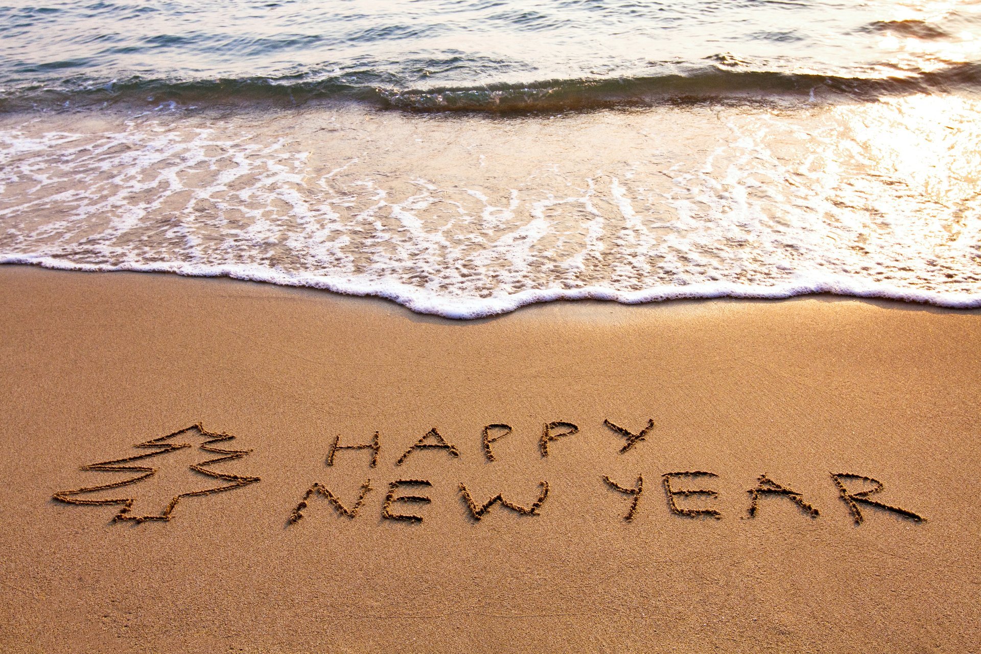 felice anno nuovo spiaggia sabbia mare felice anno nuovo