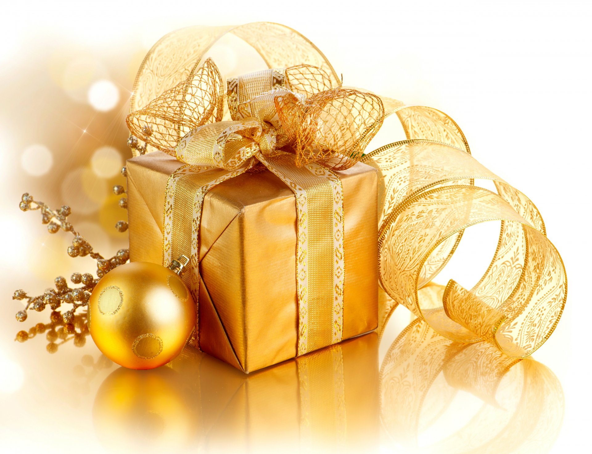 oro di natale buon contenitore di regalo decorazione nuovo anno oro nastro