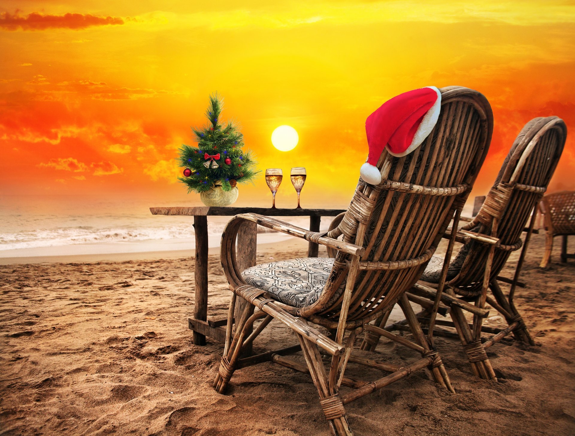 felice anno nuovo natale spiaggia sabbia mare felice anno nuovo tramonto