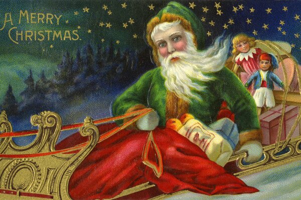 Święty Mikołaj ma szczęście na saniach Zabawki Dla Dzieci