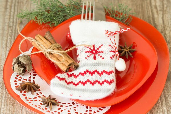 Natale pranzo che serve calzini vacanza