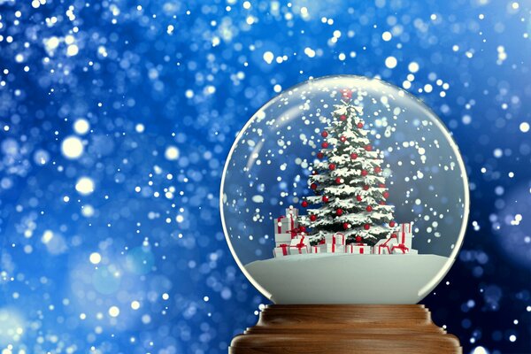 New Year s snow globe with snow