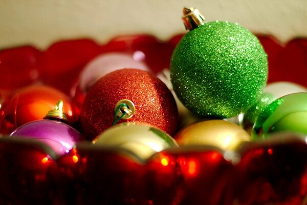 New Year. Colorful Christmas balls