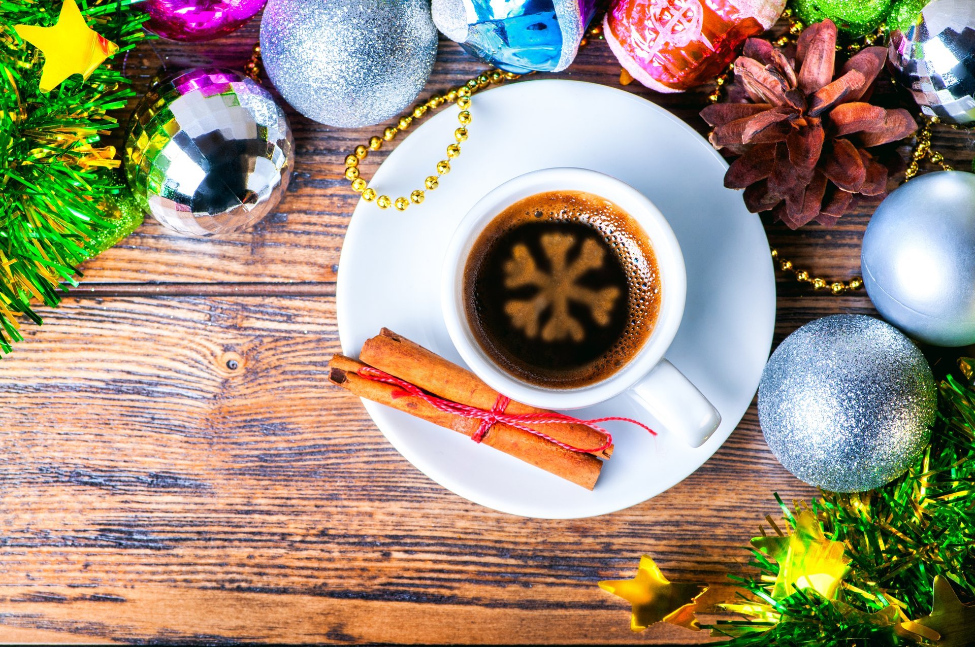 allegro natale decorazione nuovo anno caffè cannella palle fiocco di neve