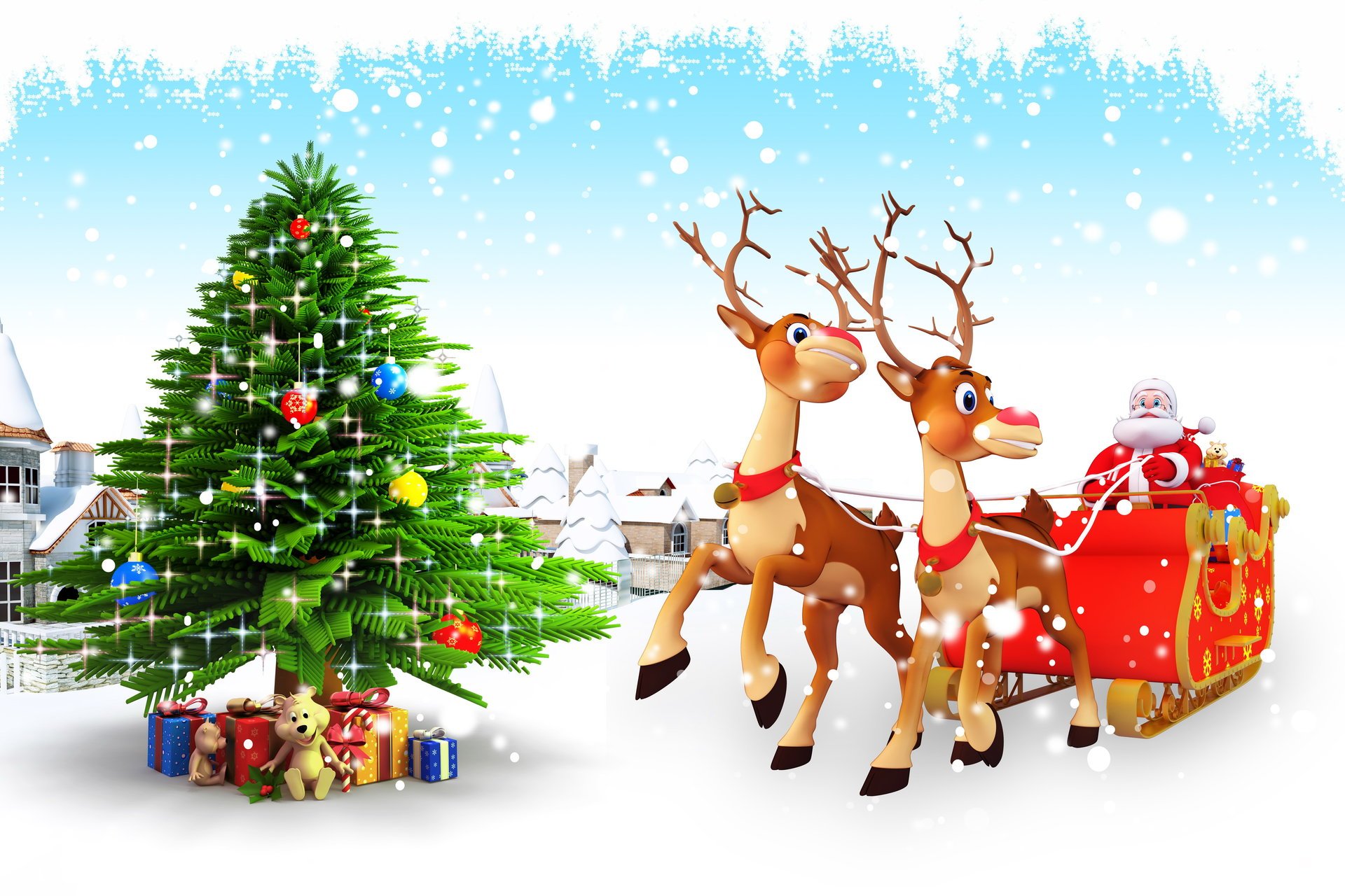 feiertage neujahr weihnachten rentier weihnachtsbaum hörner 3d-grafik foto