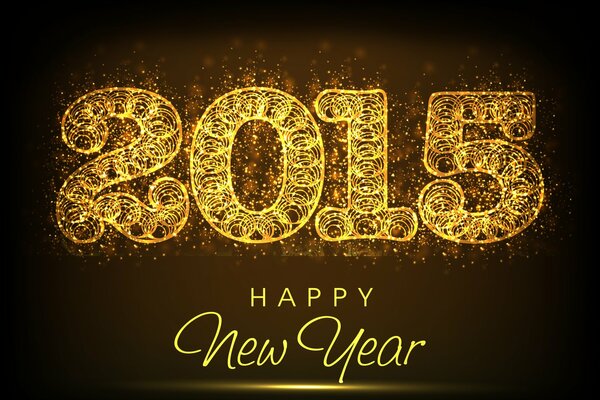 Golden inscription happy new year 2015