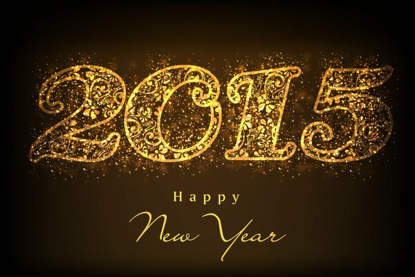 Happy New Year inscription in gold letters