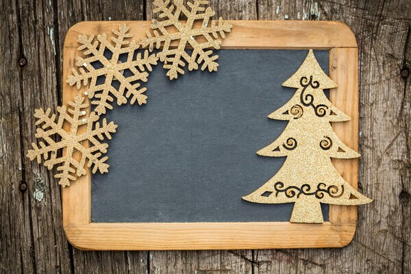 Frame with Christmas tree and snowflakes for Christmas