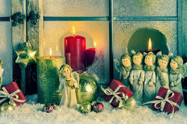 Velas de Navidad Vintage con Ángeles