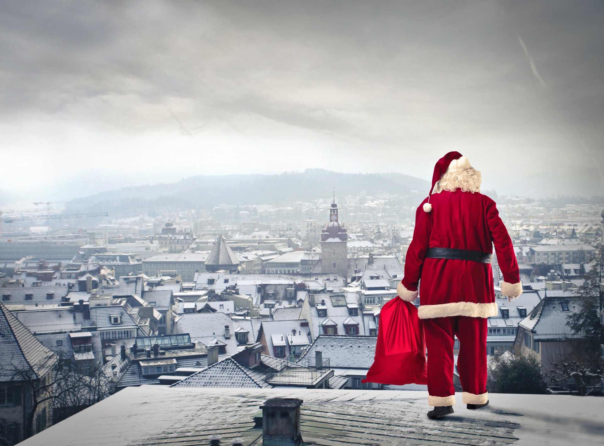 weihnachtsmann kommt frohe weihnachten neues jahr stadt geschenke weihnachtsmann kommt frohe weihnachten frohes neues jahr dorf