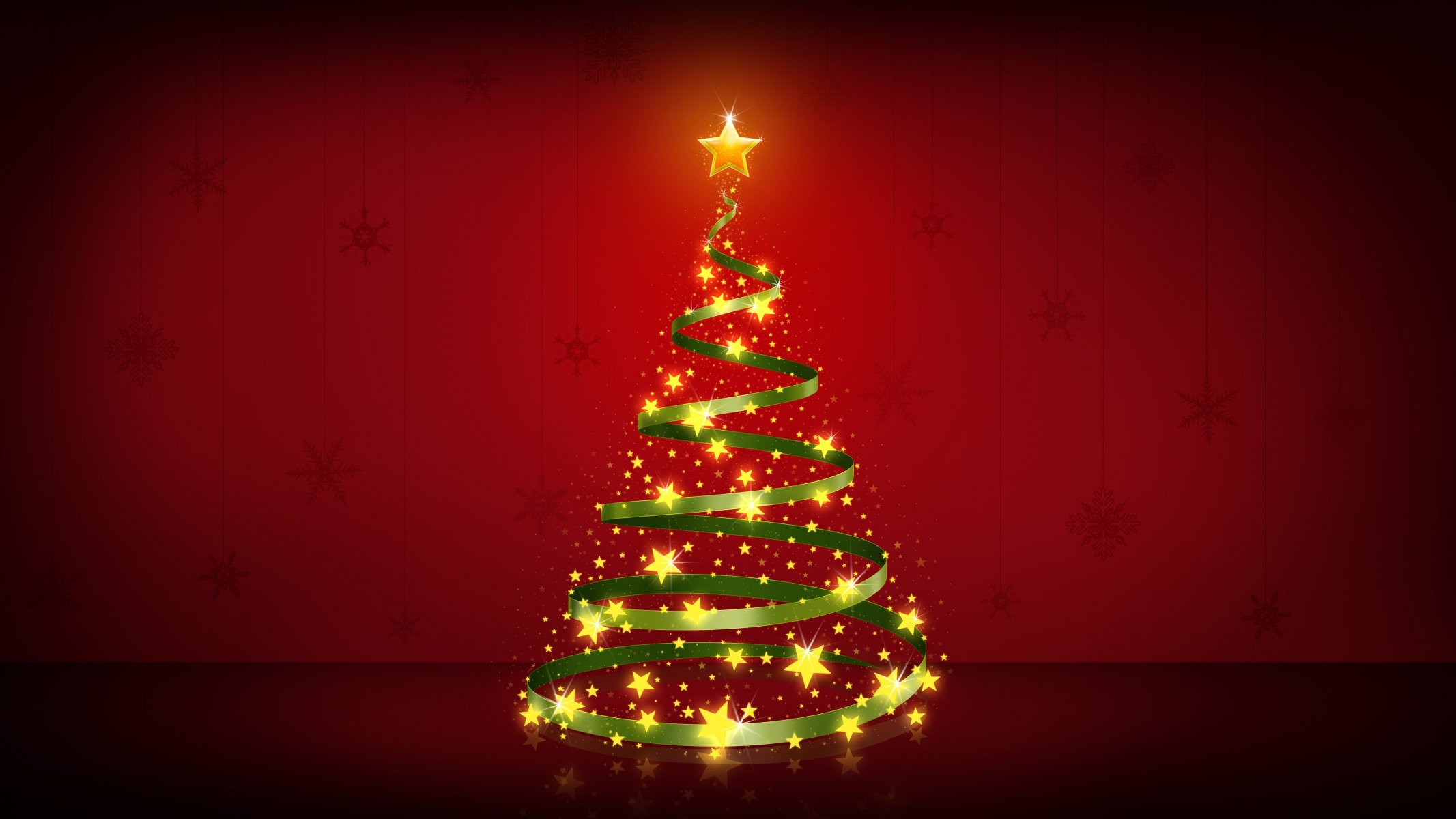 new year christmas tree star red background