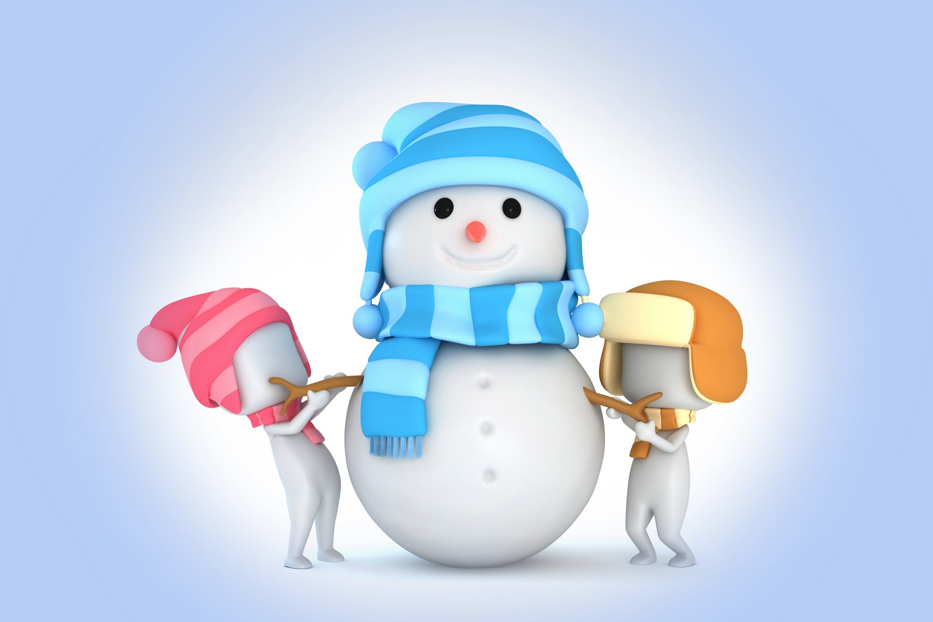 bonhomme de neige 3d hiver neige enfants noël nouvel an rendu