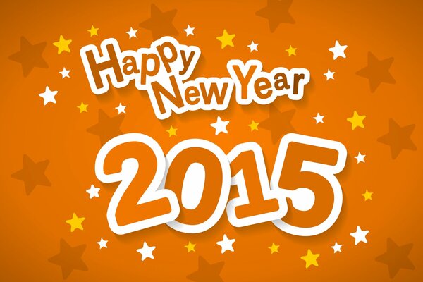 Modello arancione con la scritta bianca Felice Anno Nuovo 2015