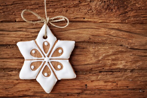 Christmas cookies in the form of a star in glaze