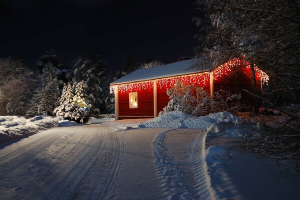 Winter road made of snow