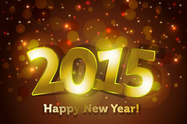 Neujahr 2015 mit goldenen Buchstaben