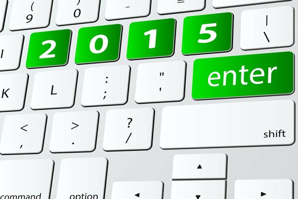 Symbolika noworoczna 2015 jest podświetlona na klawiaturze na Zielono