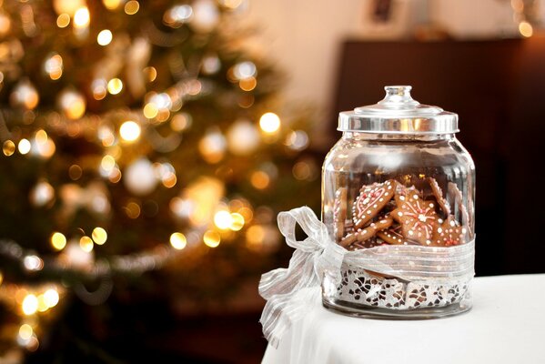 Tarro de galletas de Navidad de vidrio