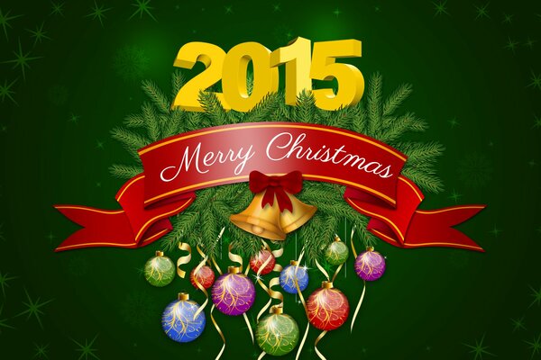New Year merry Christmas green background