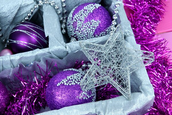 Christmas balls and Christmas tinsel