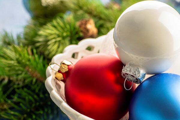 Christmas Tree toys white, red and Blue