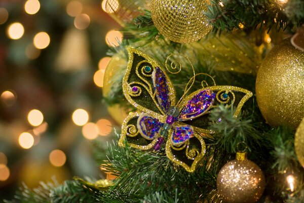 Farfalla di Natale per la decorazione dell albero di Natale