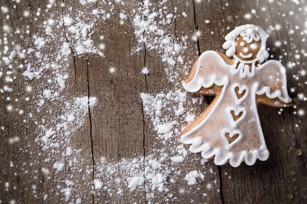 New Year s gingerbread angel with white icing