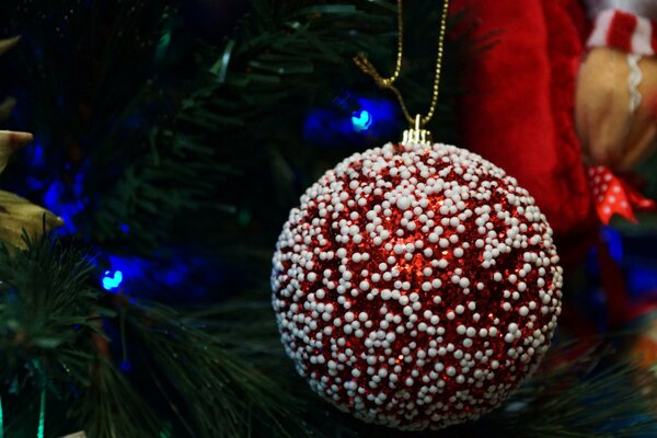 Boule dans les branches avec des lumières