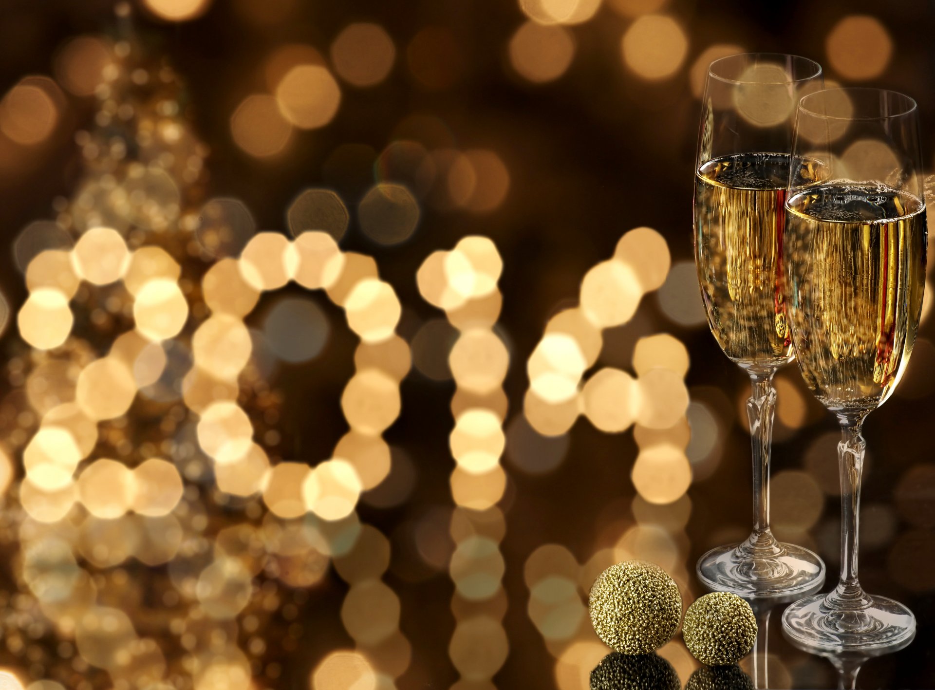 champagne bicchieri bokeh oro numeri 2014 vacanze capodanno natale