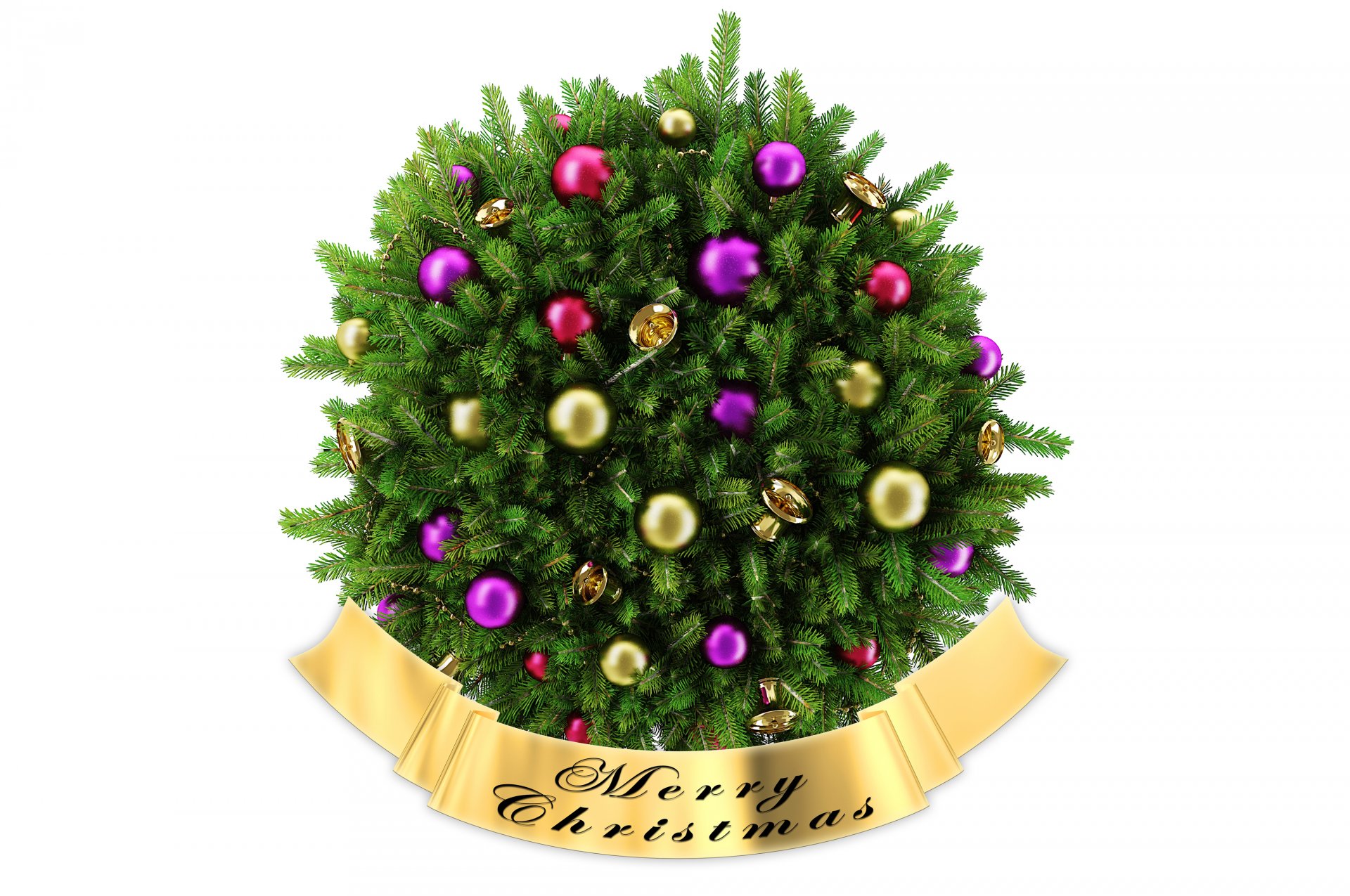 merry christmas new year christmas holiday spruce branch needles needle toys balls bell