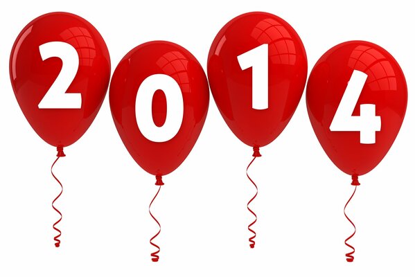 Красные шарики с цифрами на новый год