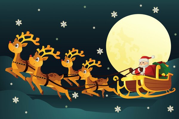 Santa with reindeer wallpaper