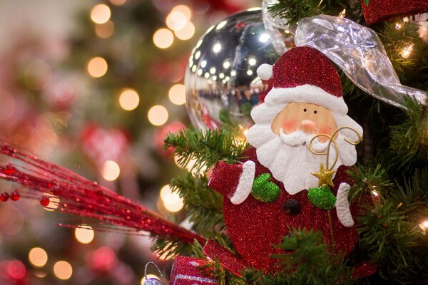 Babbo Natale, Giocattoli e decorazioni ostentano Sull albero di Natale