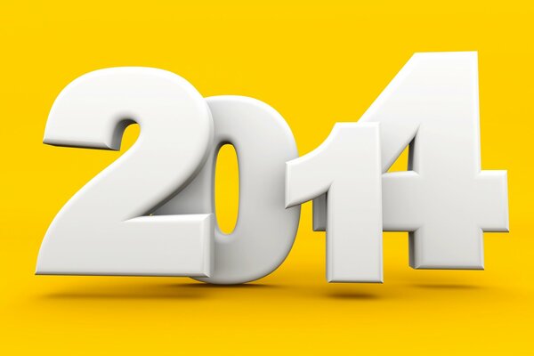 Żółte tło przedstawia białe cyfry 2014