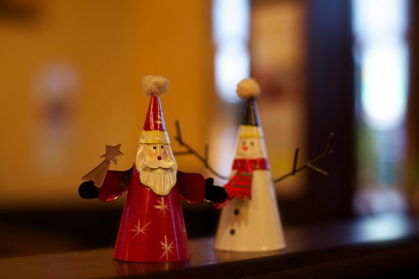 Christmas toys, Santa Claus and snow maiden