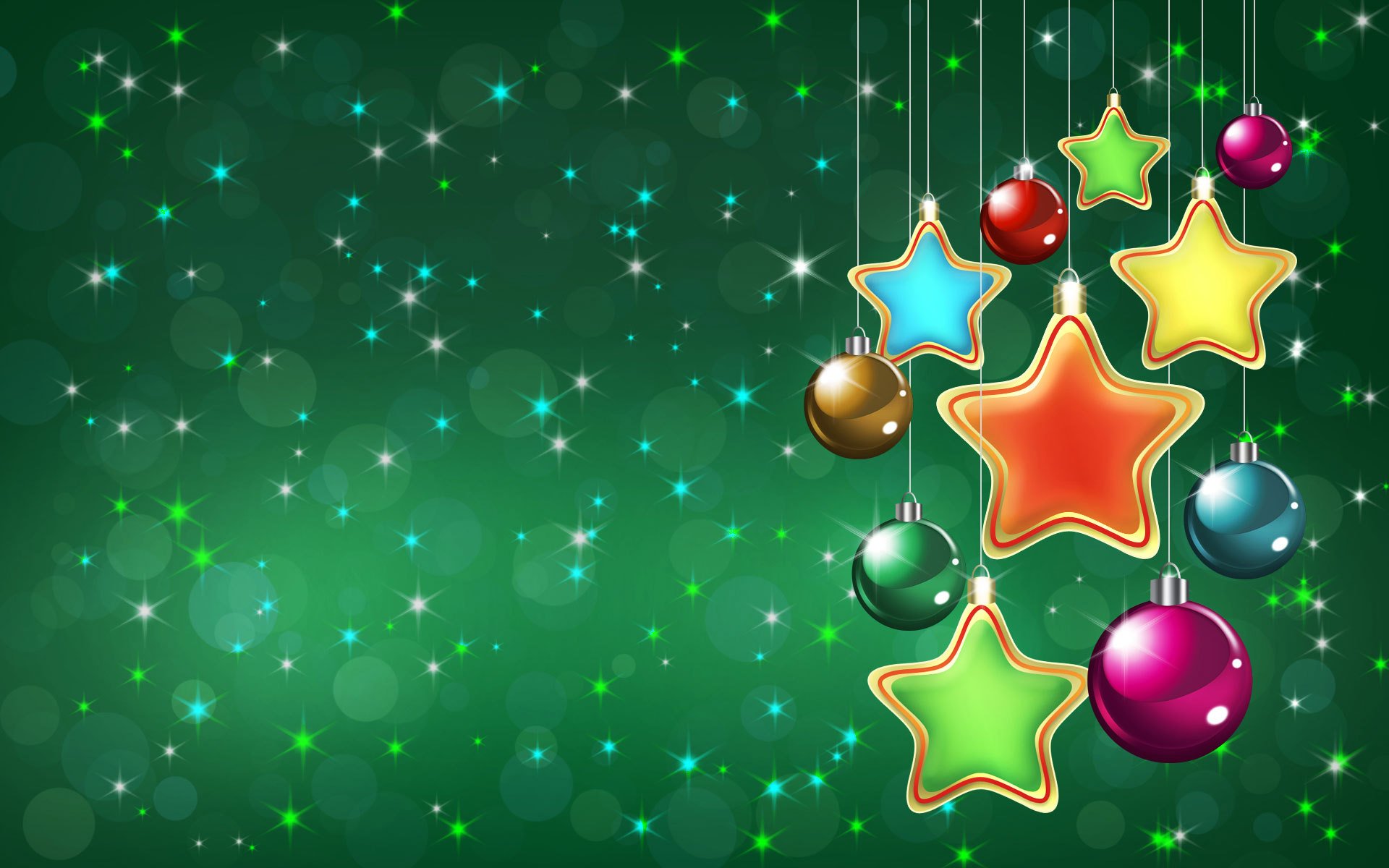 new year christmas decorations holiday green background