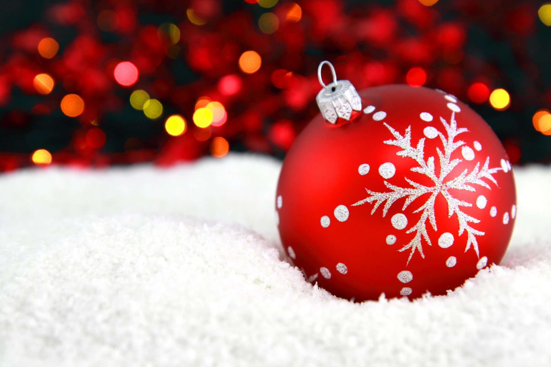 juguete árbol de navidad año nuevo bola rojo patrón copo de nieve nieve bokeh año nuevo navidad