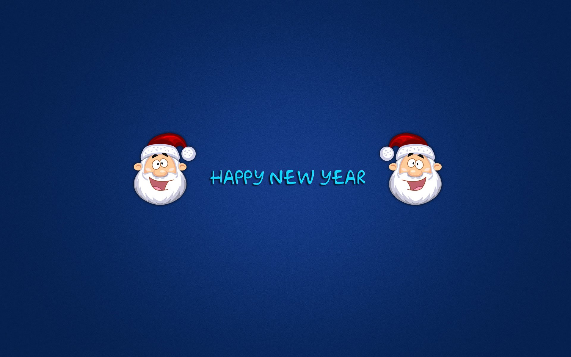 new year father christmas santa claus of the head inscription happy new year blue background