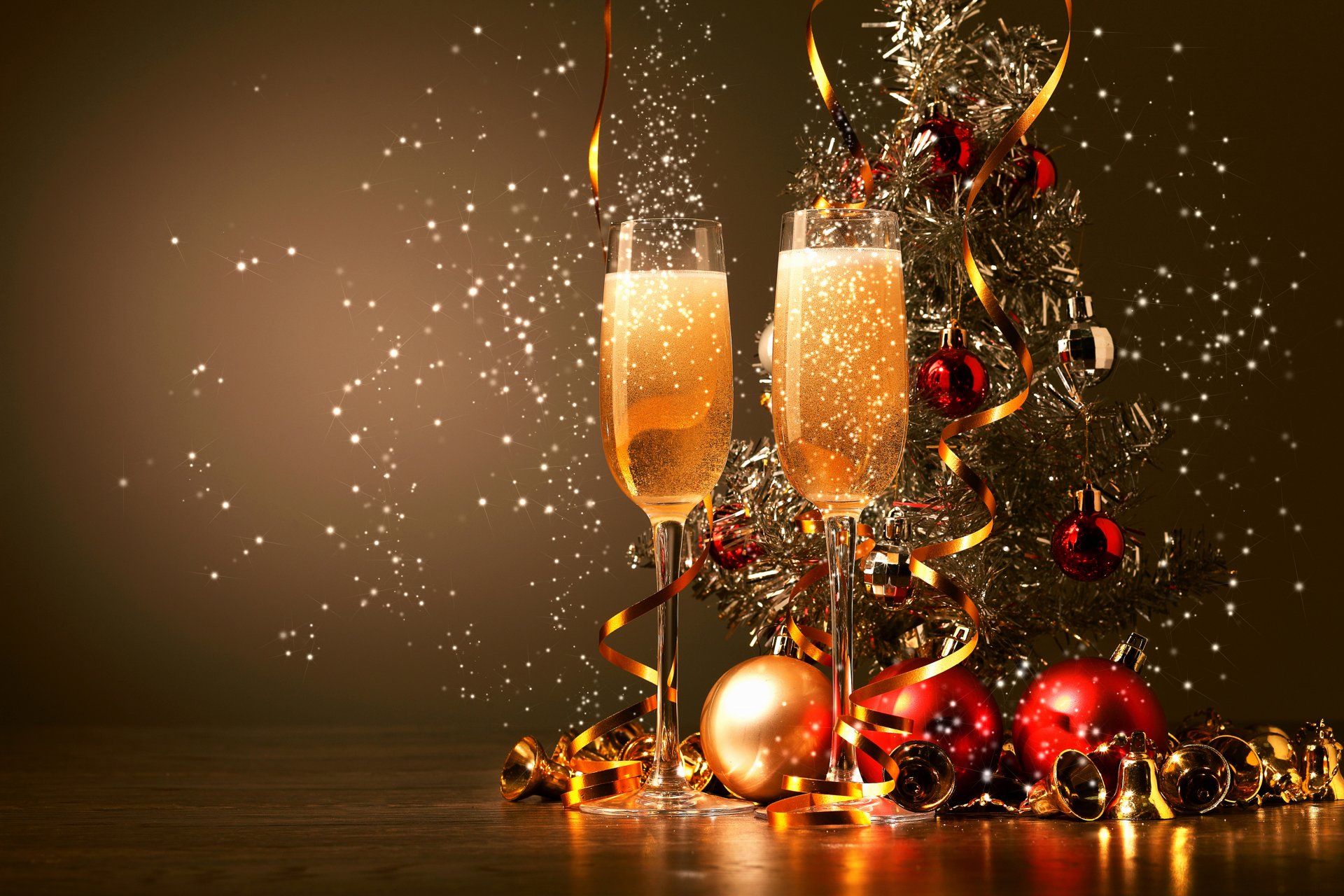 palle campane tinsel bicchieri champagne bevanda