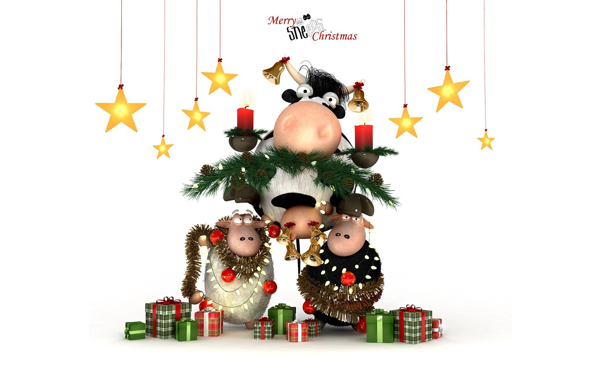 graphics holiday new year christmas cow sheep gifts tinsel candle